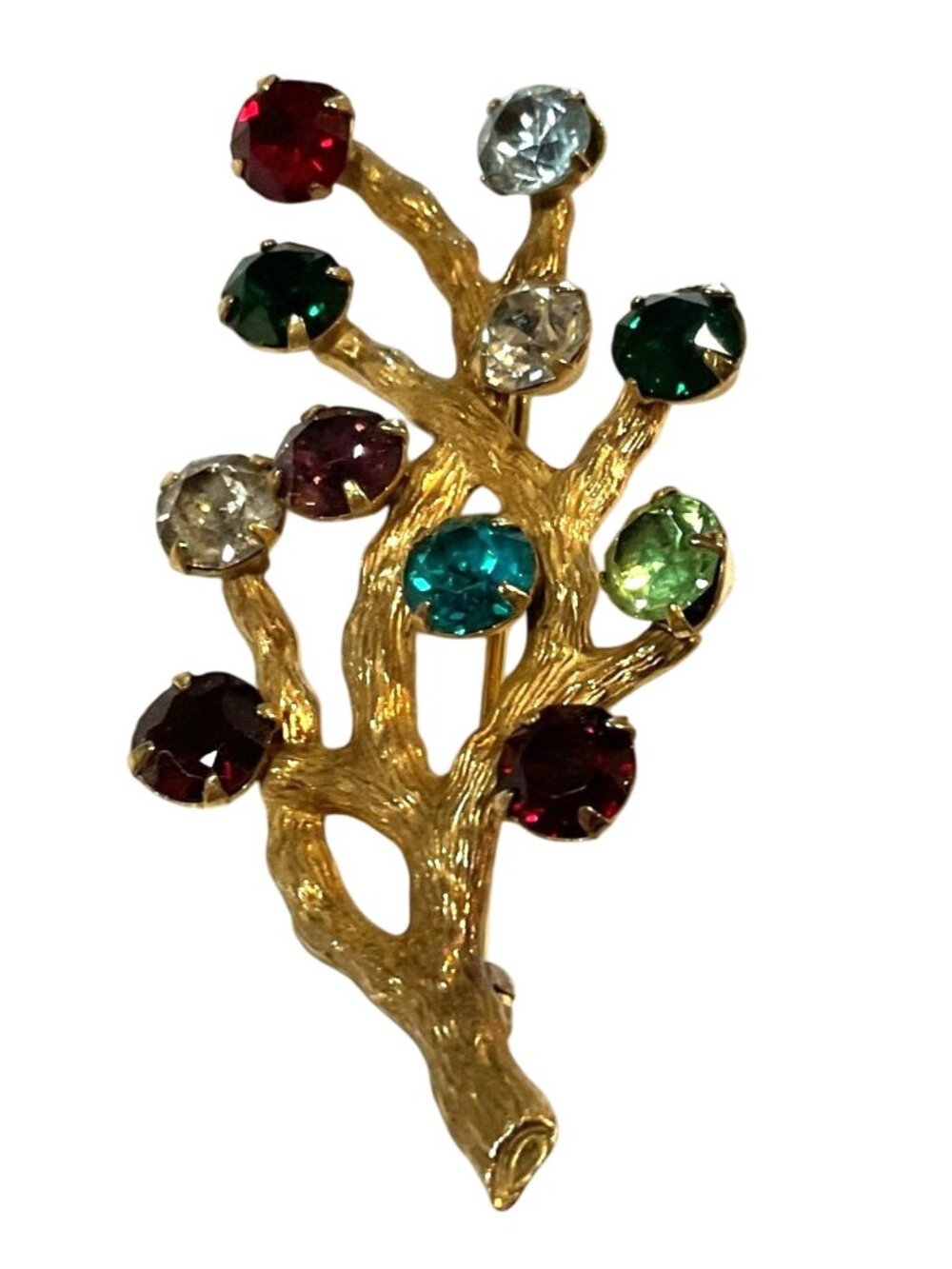 Vintage Van Dell 12K Gold-Filled Multi-Stone Family Tree Brooch 2"H